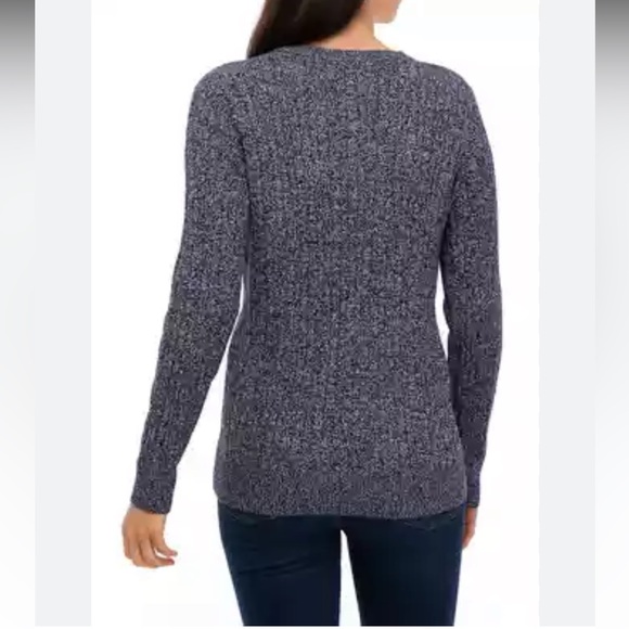 Club Monaco | Black heavy knit crew neck wool sweater with white flecks - Picture 8 of 8